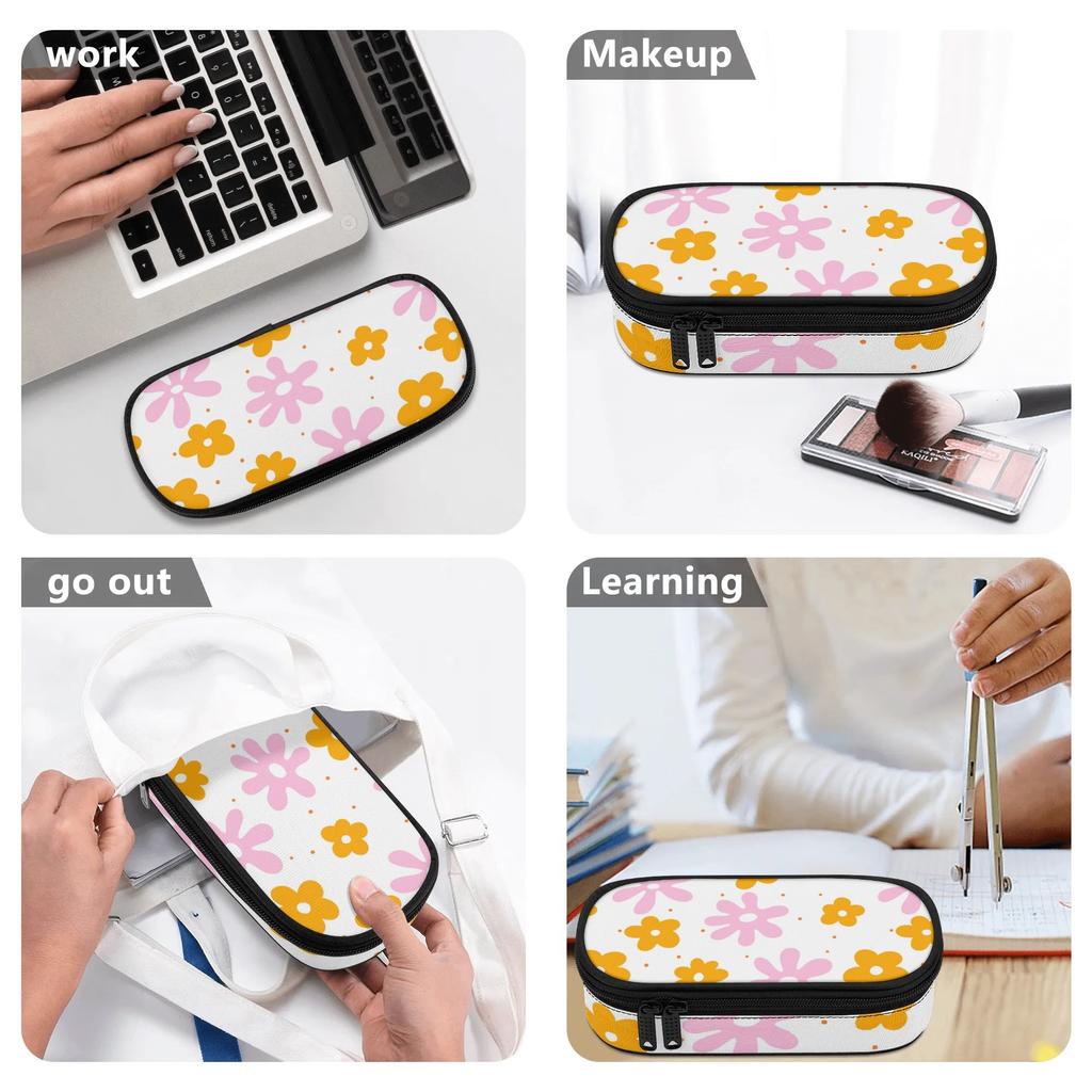 Pen Case Wear Resistant Polyester High Capacity Secure Zipper with Main Compartment Mesh Pocket and Pen Slots for Daily School Use