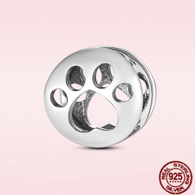 Круглые бусины в виде сердца из стерлингового серебра 925 пробы с изображением животных подходят для оригинального модного браслета-подвески DIY, модное серебро 925 пробы для изготовления ювелирных изделий