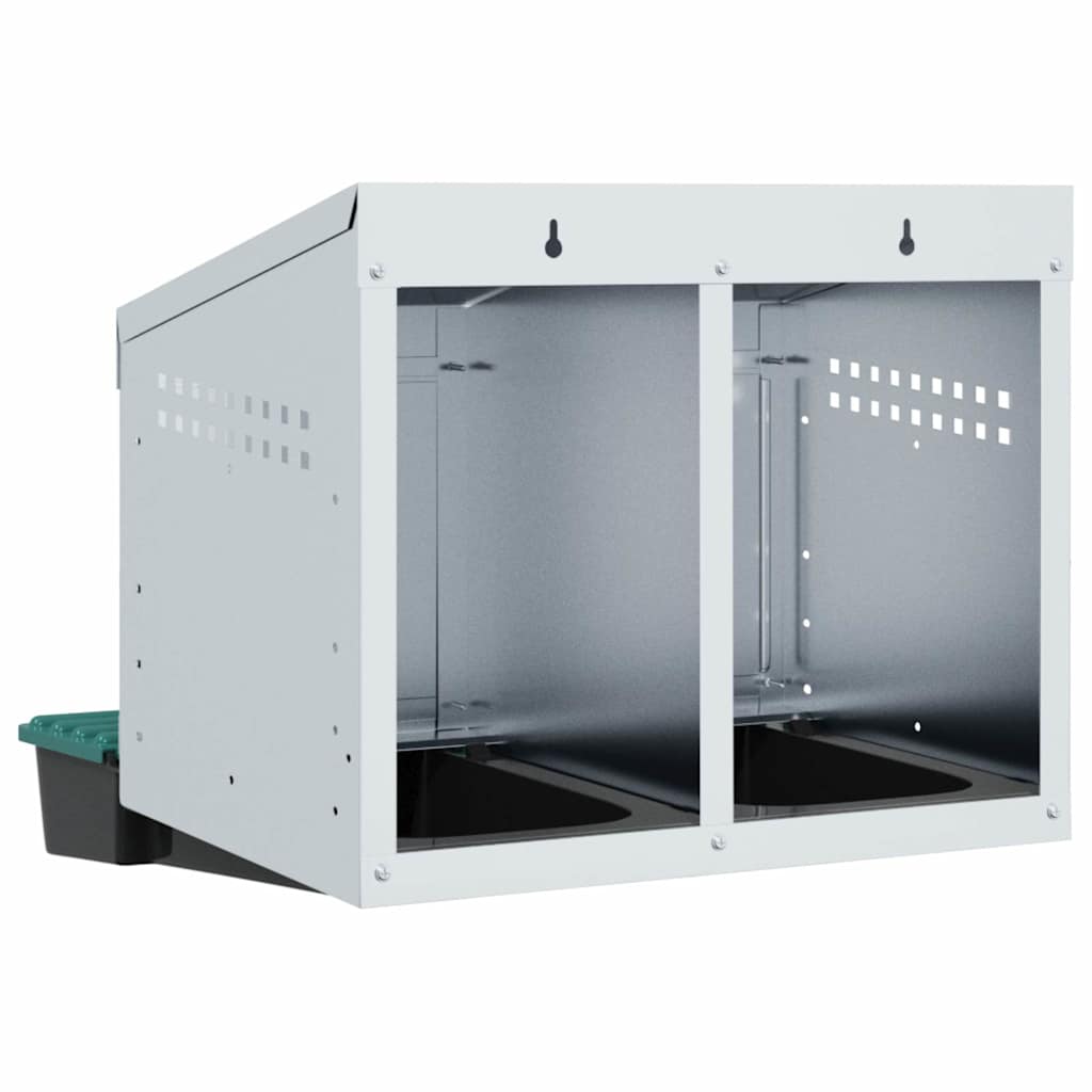 Chicken Nest Box 2 Compartments Wall Mounted Galvanized Steel