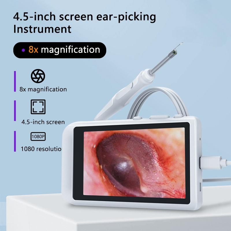 4.5-inch Screen Ear-picking Instrument 3.9/3.2mm Digital Otoscopy Endoscope HD LCD Screen Ear Scope Clean Ear Wax Cameras