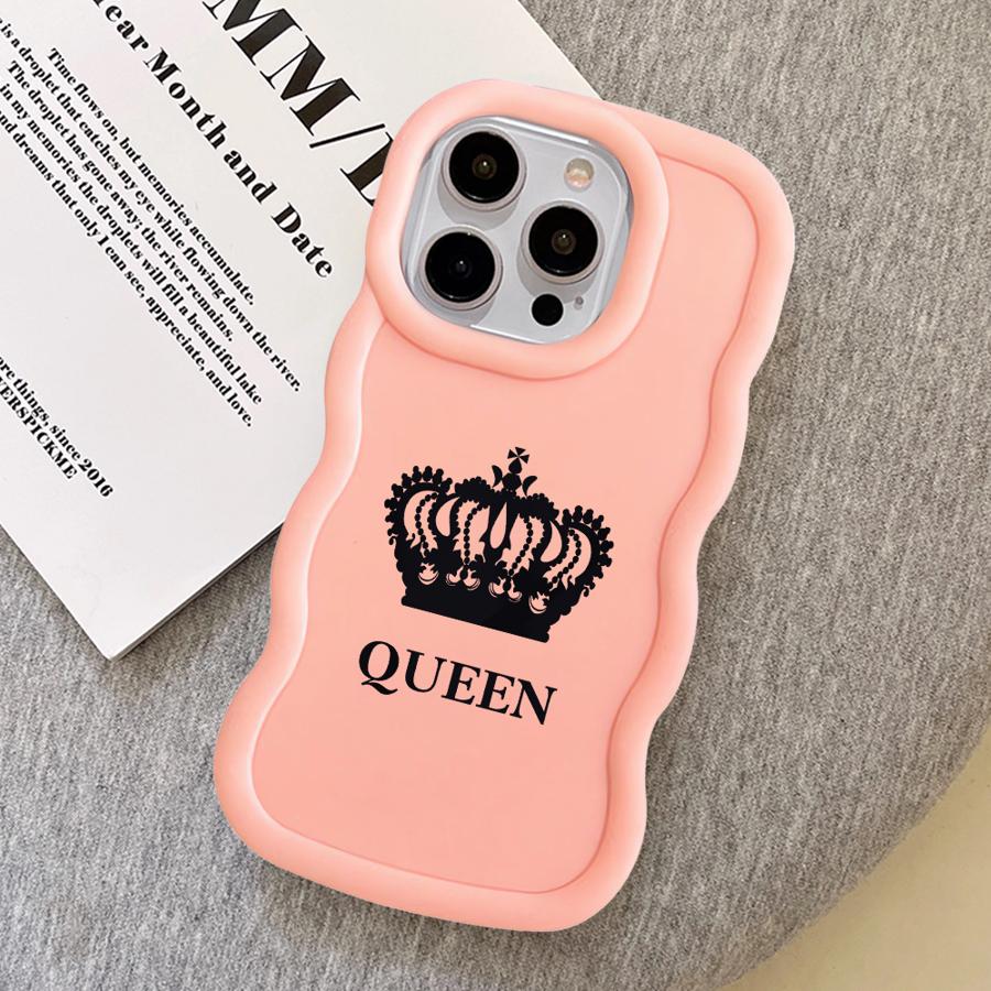 Мягкий чехол для телефона для iPhone 15 Plus XR 13 11 8 14 16 Pro Max 17 Air 12 Корона Королева Король Буква