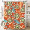Деревенская Цветочная Шторка для Душа Оранжево-Синий Принт Декор для Ванной Ткань Водонепроницаемая Домашнее Украшение 72x84 Дюймов (180X213 СМ)