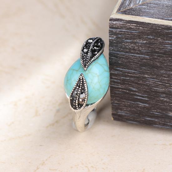 Листья капли воды искусственная бирюза кулон ожерелье кольцо серьги женский комплект ювелирных изделий