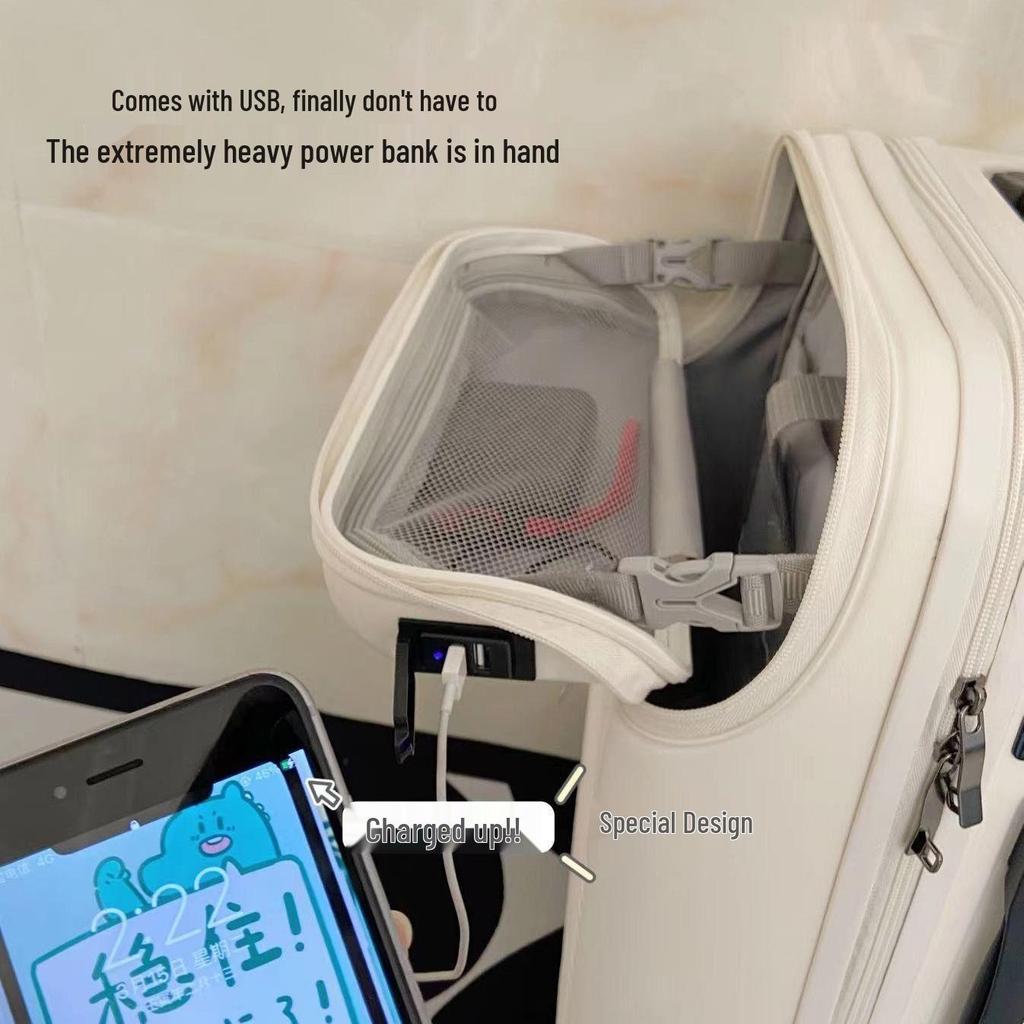 2025 Stylish Women's Student Luggage: 20-Inch Front-Opening Carry-On & 24-Inch Password Suitcase