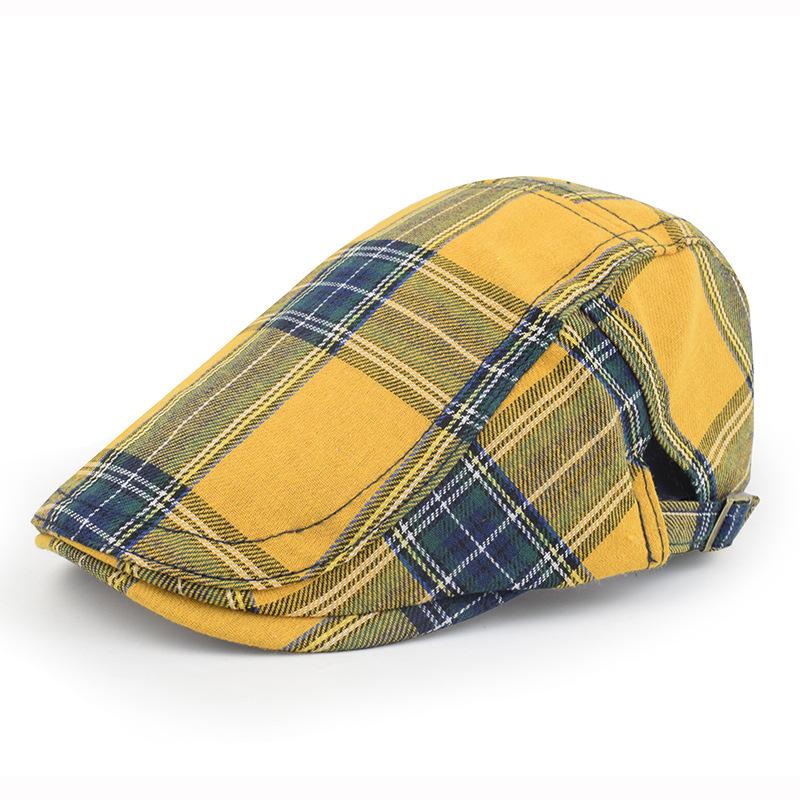 Spring And Summer Outdoor Plaid Forward Hat Outdoor Casual Beret Retro Plaid Cap Overseas