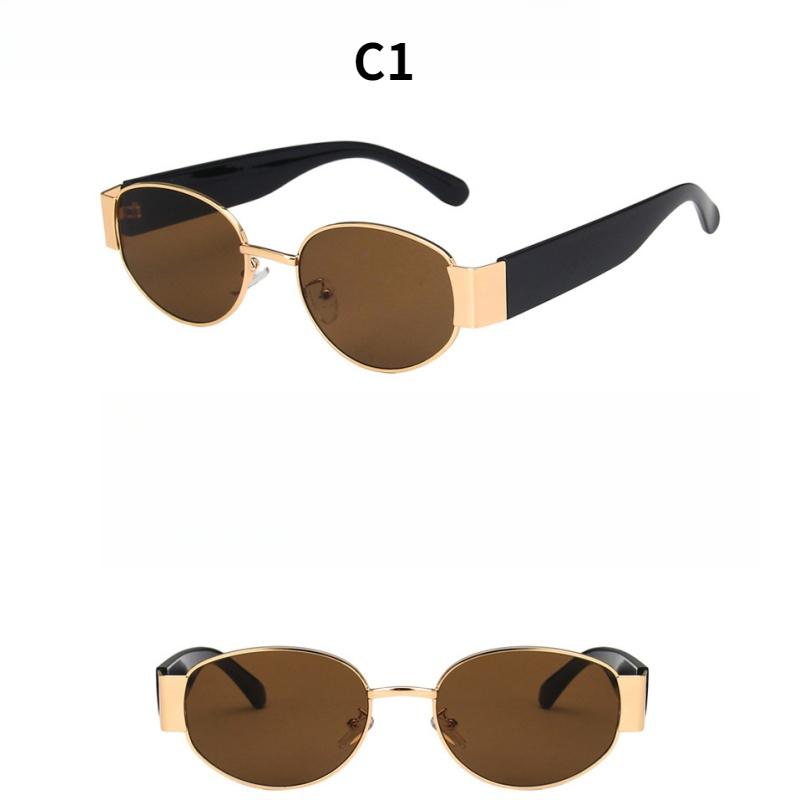 Женские солнцезащитные очки, овальные металлические солнцезащитные очки, мужские и женские модные солнцезащитные очки