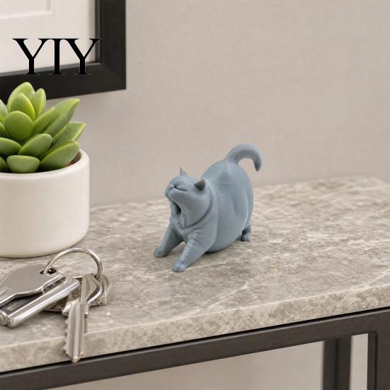 Минималистичная статуэтка кошки, 3D-печатная зевающая статуя, милая спящая фигурка для полки с фигурками из цельной формы, спальни, современный декор для дома, подарок