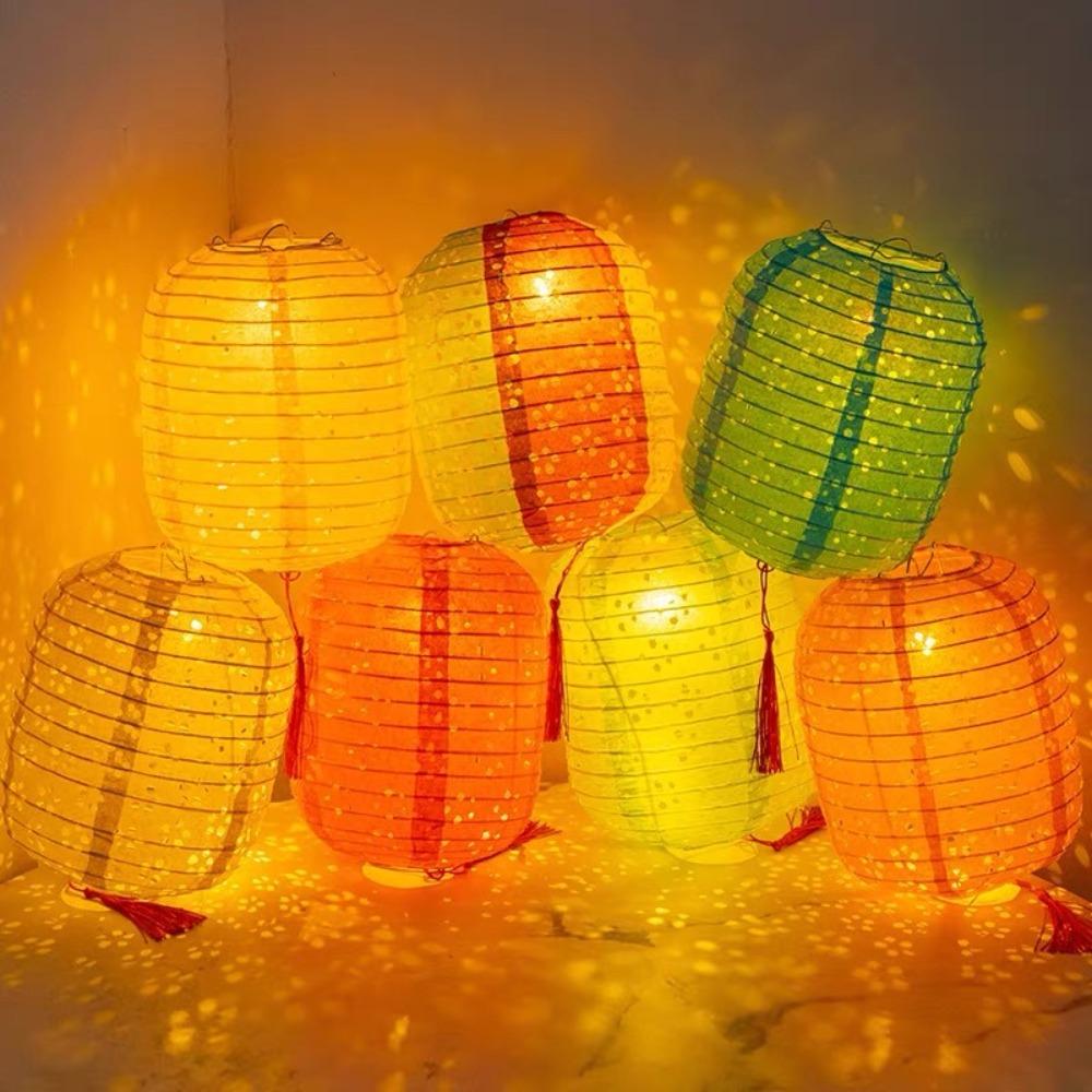 Cylindrical Hanging Lampion Colored Hollow Lantern Festival Lantern Paper Lantern Mid-autumn