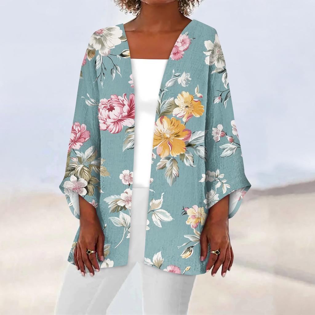 Женская повседневная модная легкая куртка средней длины с принтом в стиле ретро, кардиган