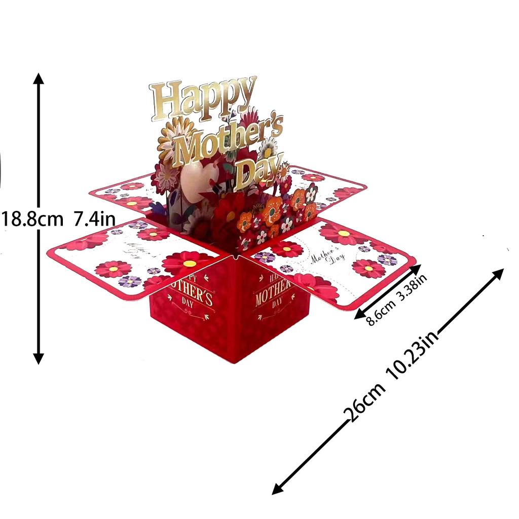 1pc Pop-Up Mother's Day Greeting Card Gift Handwritten 3D Box Paper Carving Creative Festival Blessing Postcard Party Gifts