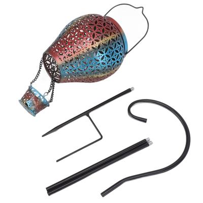 Подвесной солнечный фонарь в стиле ретро с полым огненным шаром, теплый романтический садовый солнечный свет для улицы