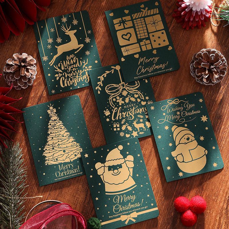 Hot stamping English Christmas cards, high-end Christmas tree gifts, gifts for the elderly, flower bouquets, store decorations, small cards