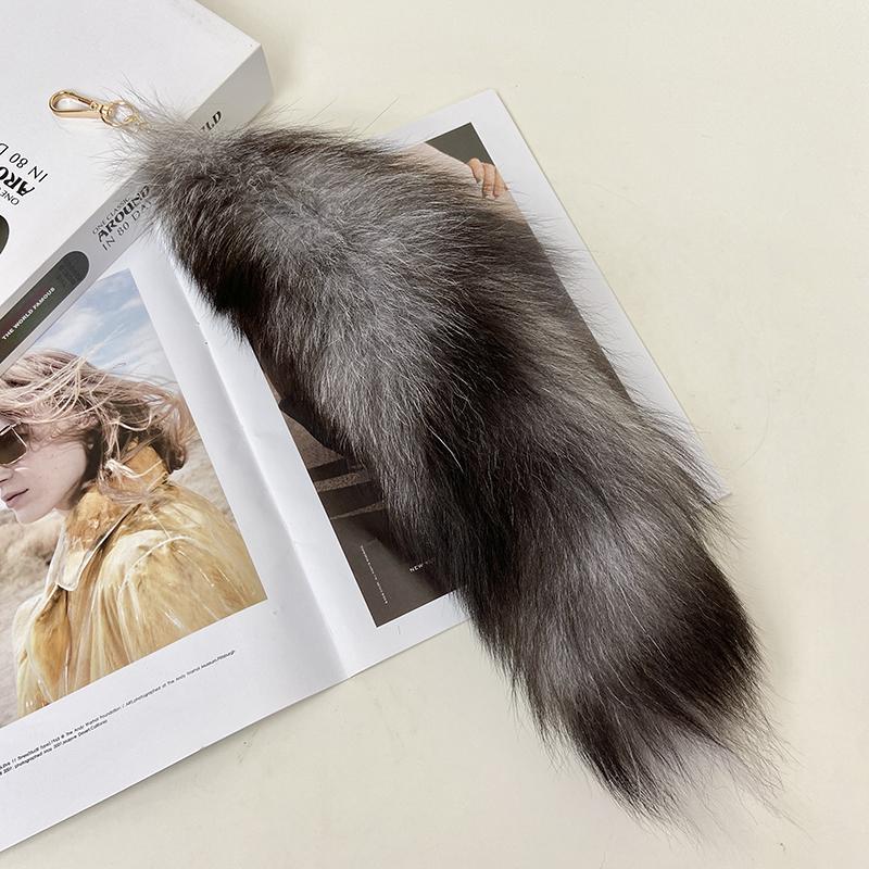 Модный большой лисий хвост брелок сумка брелок пушистое украшение