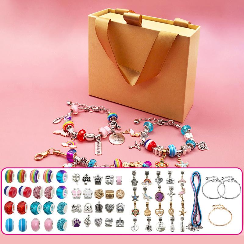 Детский комплект материалов ручной работы «сделай сам», ожерелье из бисера, 66 шт., креативное ювелирное украшение, подарочная коробка, подарок на день рождения для девочек