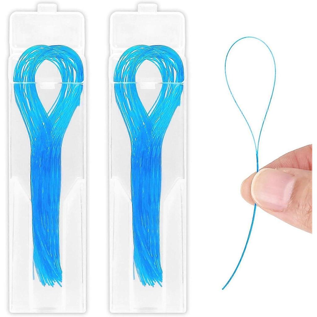 100 PCS Floss Threaders Deep Clean Dental Floss Threader for Braces Bridges and Implants Multifunctional Floss Aids Nylon Loop Design (Pack of 2 Blue)