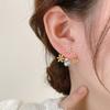 Korean Style Oil Floral Stud Earrings 925 Silver Needle Flower Design Drop Earrings  Daily