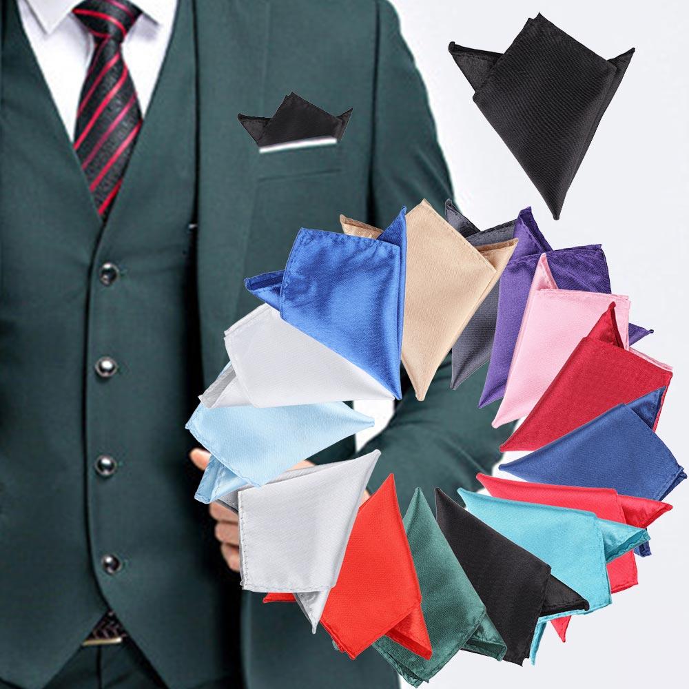 Square Hanky 15 Color Pocket Solid for Wedding Dress Party Pocket Square Handkerchief Hanky Silk