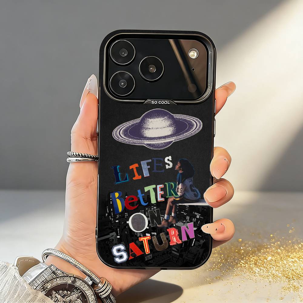 Чехол для телефона "Сатурн и Солнечная система" Для iPhone17,16,15,14,13,12,11,Pro,MAX Серый Матовый Силиконовый Черный Чехол