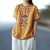 Футболка с вышивкой, свободная женская блузка большого размера с короткими рукавами в национальном стиле