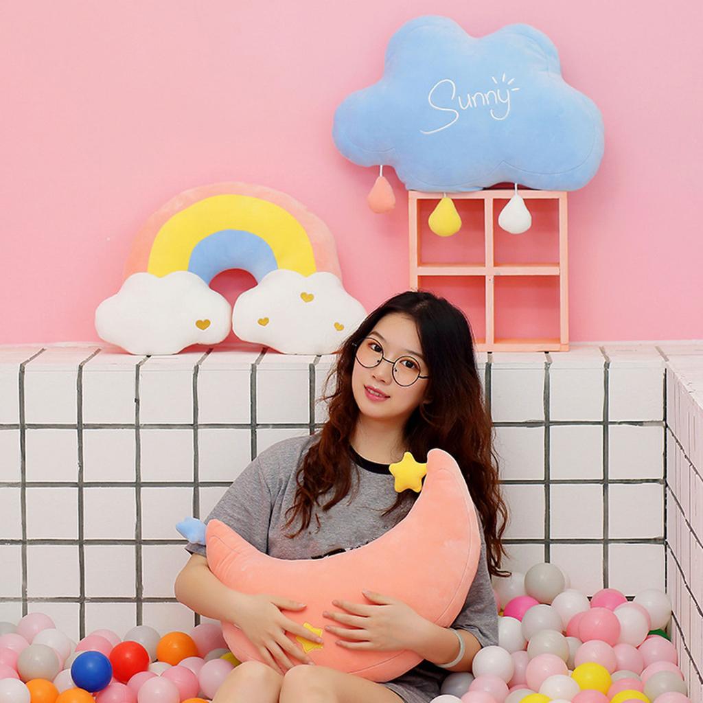 Прекрасная цветная подушка Радужное облако Луна Плюшевая подушка Мягкие удобные подушки для всех возрастных групп
