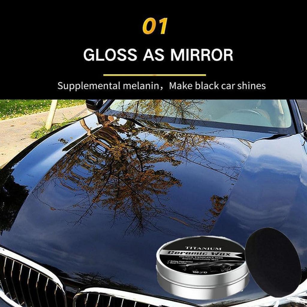 Титано-керамический воск, Сильный автомобильный полировальный воск для покрытия, Мягкая полировка длительного действия с губкой, Титано-керамический