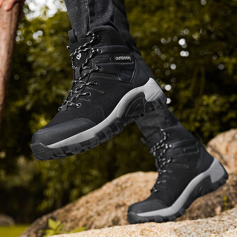 39-48 Men's Plus Size Anti Slip Wear-resistant Fashionable and Trendy Outdoor High Top Hiking Shoes Hiking Shoes