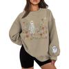 Vintage Halloween Floral Ghost Print Sweatshirt Women Men Crew Neck Long Sleeve Casual Pullover Halloween Sweatshirts Gifts