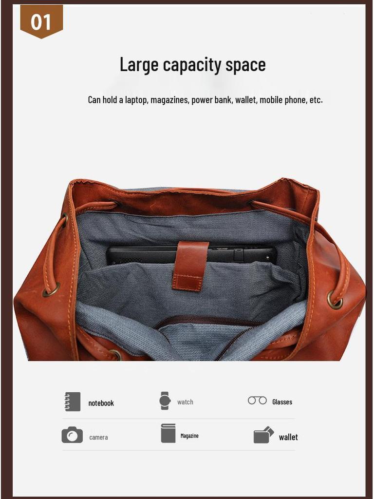 Мужской винтажный кожаный рюкзак для бизнеса и путешествий