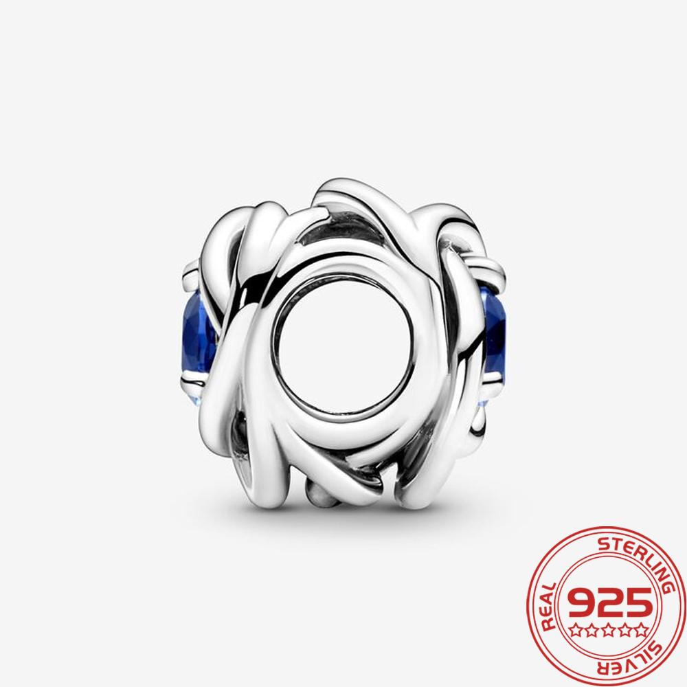Оригинальный сентябрьский синий камень вечности круг подвеска подходит модный браслет S925 стерлингового серебра Шарм DIY женщина кулон подарок