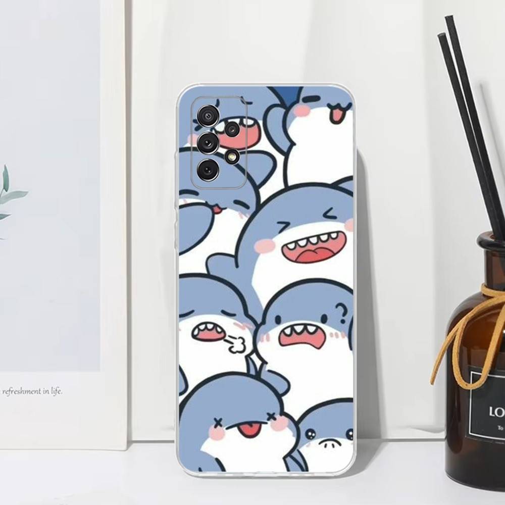 Милый мультяшный акула Чехол для телефона Samsung S30, S23, S21, S22, S20, Ultra, FE, Lite, S10, S9, S8, Plus, Прозрачный, Силиконовый чехол