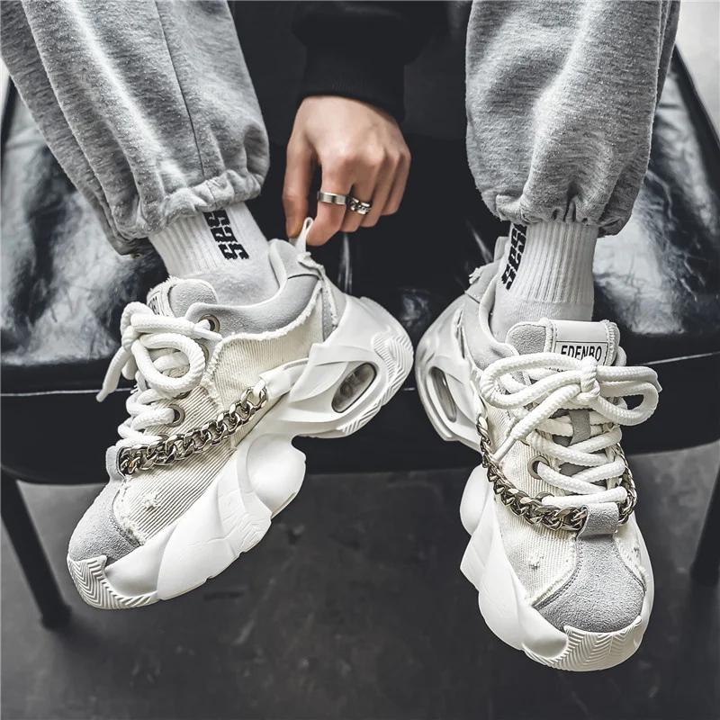 Модные синие джинсовые повседневные кроссовки мужские оригинальные дизайнерские туфли на платформе мужские кроссовки с увеличенным каблуком в стиле хип-хоп мужские кроссовки