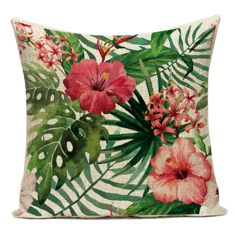 Polyester Decorative Pillows Tropical Cactus Palm Leaf Sofa Home Decor Cushion Cover Pillowcase for Living Room