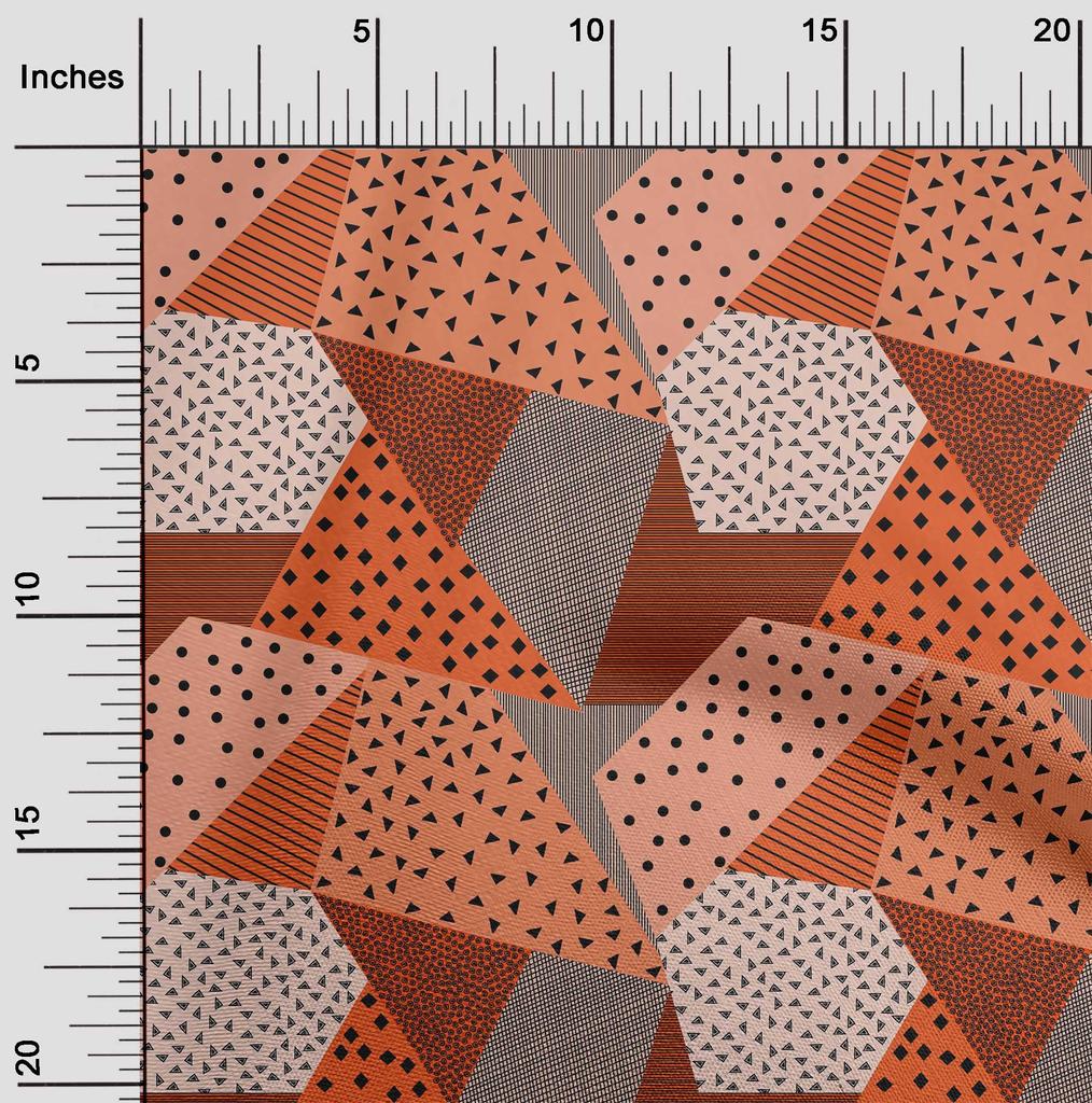 oneOone Cotton Flex Dusty Teal Blue Fabric Dot|Check & Triangle Geometric Dress Material Fabric Print Fabric By The Yard 40 Inch