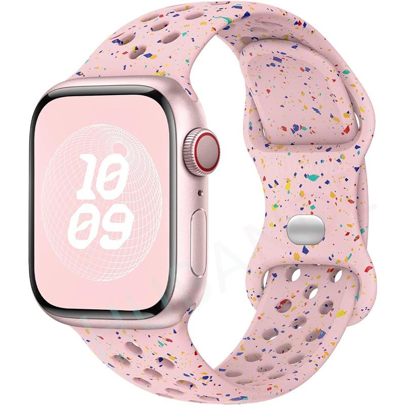 Спортивный ремешок с цветными частицами, резиновый ремешок для Apple Watch 49 мм 46 мм 45 мм 44 мм 42 мм 41 мм 40 мм для IWatch 11 10 9 8 7 6 5 4 3 SE