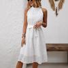 Women Summer Casual Sleeveless White Lace One Piece Dress