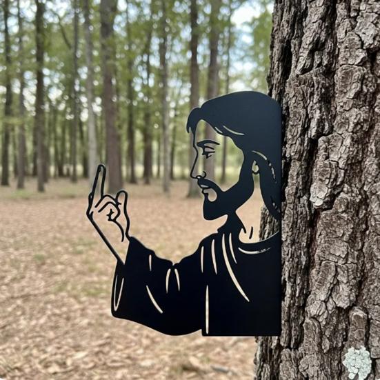 Peeking Animal Metal Sign Flipping Off Cat Crocodile Silhouette Decoration