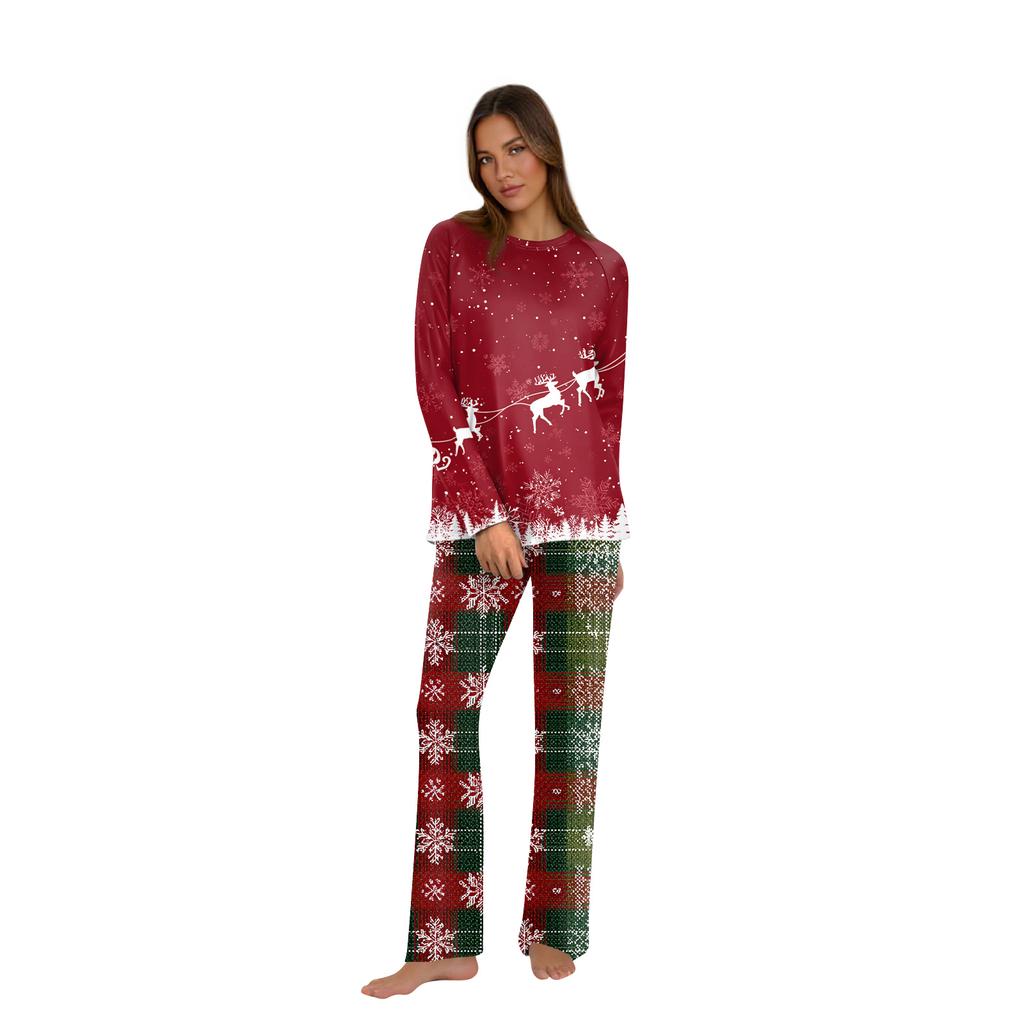 Christmas Print Family Outfit Long Sleeve Top + Pants Set Family Outfit