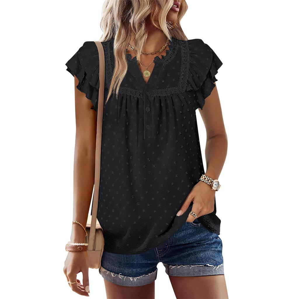 Женская рабочая рубашка с плиссировкой и рукавом 3/4, рубашка с V-образным вырезом, повседневная рубашка с завязками на талии, деловая рубашка