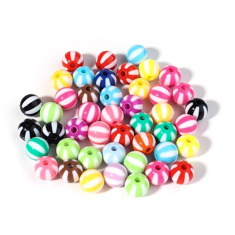 Wholesale Acrylic Football Beads Basketball Soccer Ball Charms Round Loose Beads With Hole Bracelets Jewelry Making Supplies