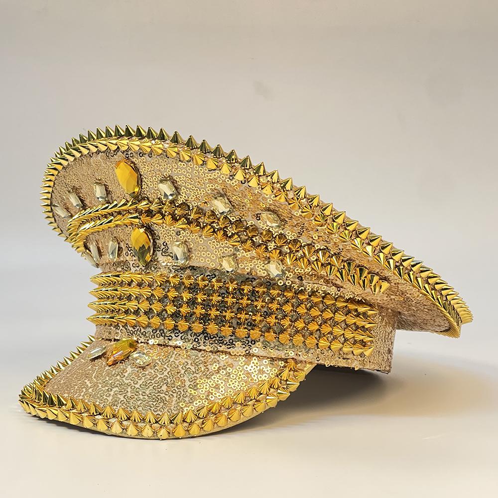 Женская и мужская кепка в стиле стимпанк в стиле милитари, кепка капитана с шипами для леди, сержантская шляпа, шляпа для девичника, праздничная шляпа на день рождения, шляпа