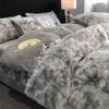 Winter Warm Velvet Bedding Set Soft Fluffy Plush Duvet Cover Set Couple Luxury Double Quilt Cover Bedsheet Pillowcase 4pc Set