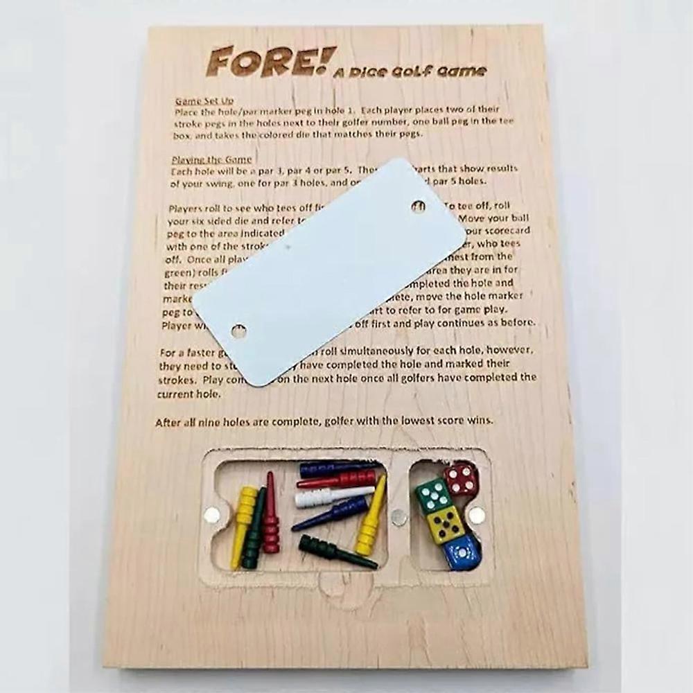 Fore! A Golf Dice Board Game,Wood Tabletop Golf Dice Game for Home, Travel, Camp