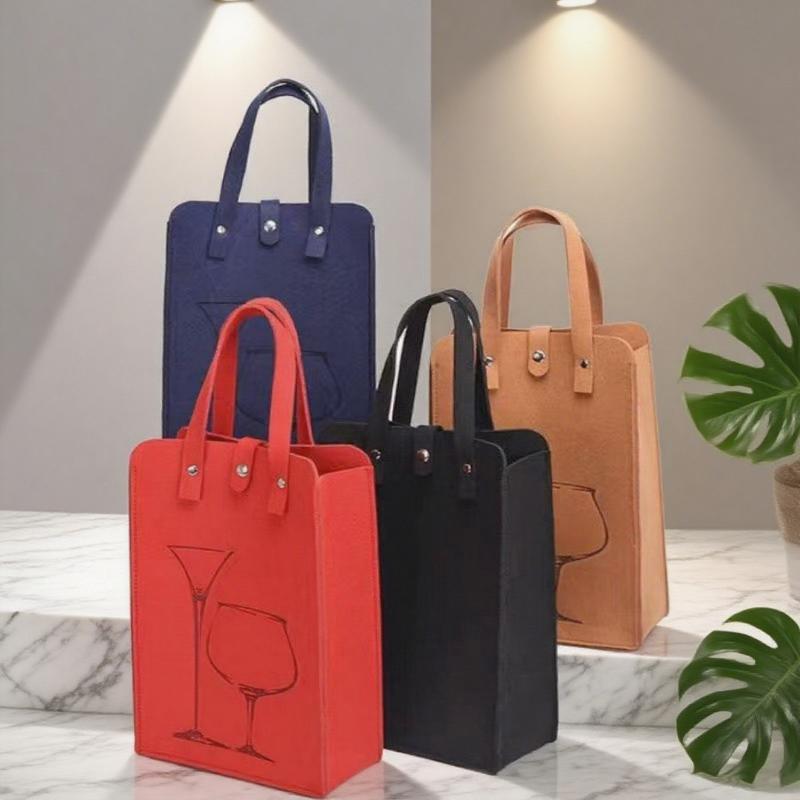 Фетровый пакет для винных бутылок Двойной бутылочный Отличная грузоподъемность Ручной пакет для упаковки напитков Подарочная упаковка Мешочек для хранения Сумка-тоут для вина