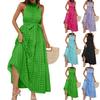 Women's Summer Fashion Hanging Neck Sleeveless Ruffle Long Dresses