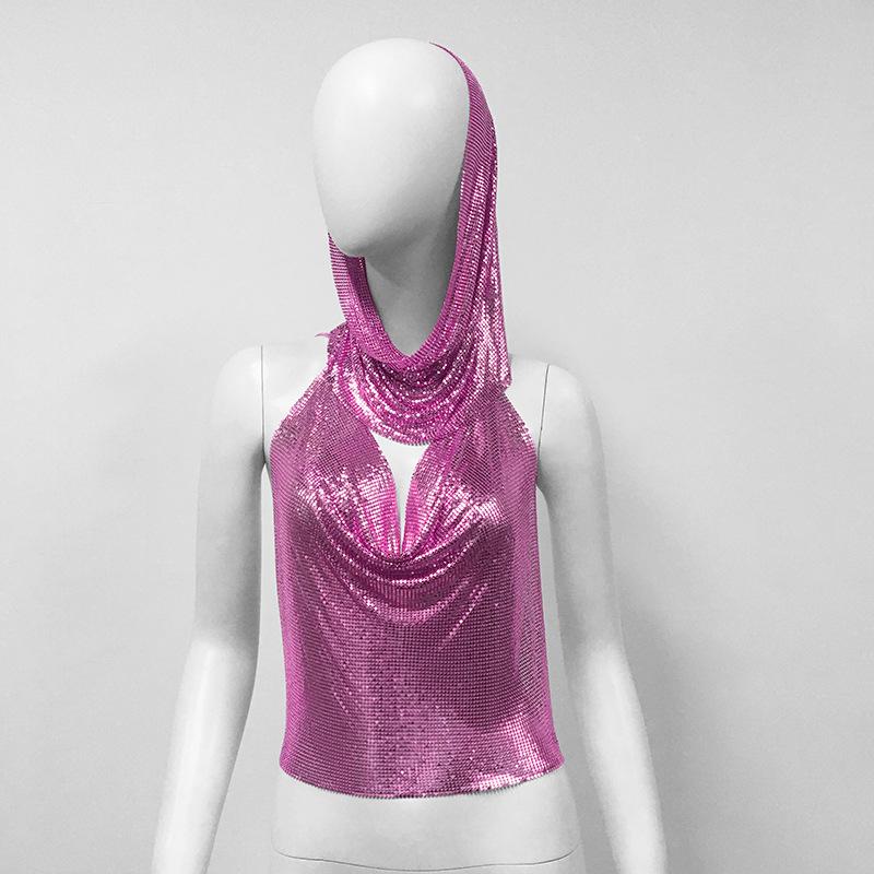Трендовый летний женский худи-жилет на металлических бретелях в европейском и американском стиле – Сексуальный топ-слинг для горячей девушки