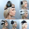 Women Cocktail Feather Headband 1920s Vintage Gatsby Party Headpiece Rhinestone Beaded Lady Black