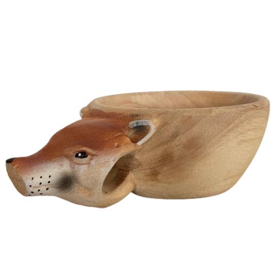 Water Mug Hand Carved Fox Crafted Nordic Style Animals Head Image Cup Home