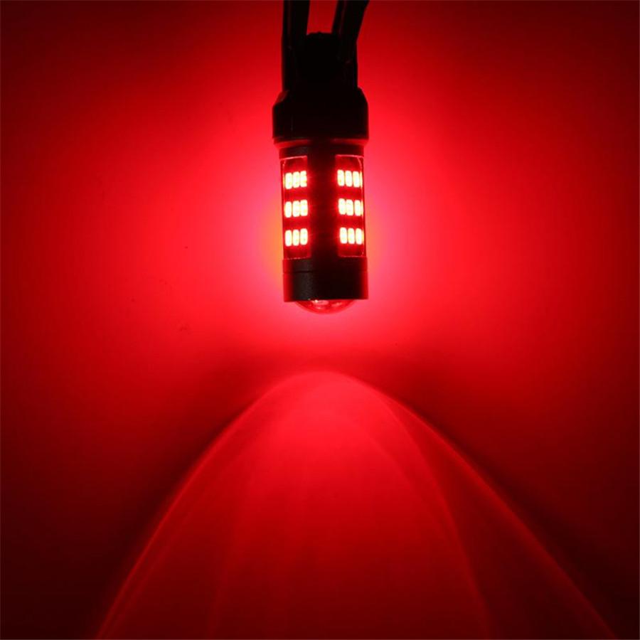 2pcs T20 7443 W21/5W Red LED Taillight Flashing Strobe Blinking Brake Stop Light