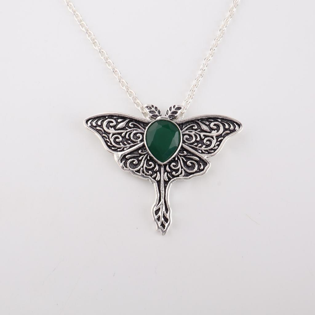 Зеленый Оникс Драгоценный Камень 925 Стерлинговое Серебро Ювелирные Изделия Уникальная Подвеска 1,2" Для Женщин CP-31-20