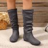 Mid-calf Women's Boots Winter New Platform Flat Shoes for Women Fashion Side Zipper Female Vintage Casual Ladies Riding Boot